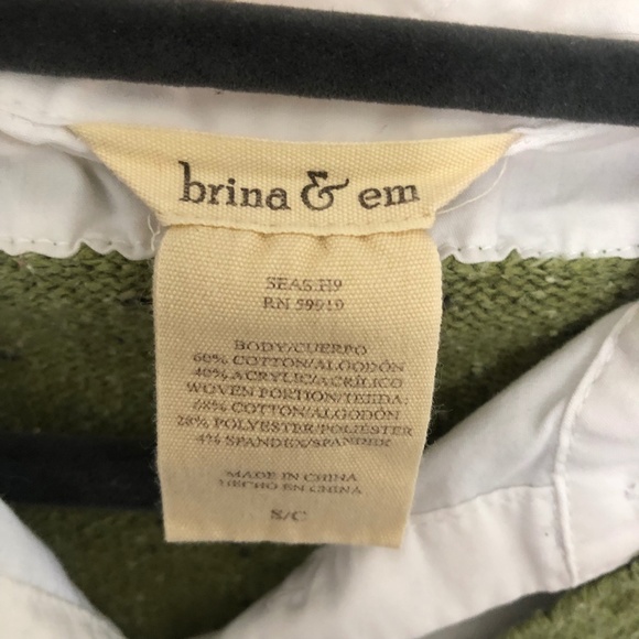Brina & Em Spring Green Cotton Sweater with White Collar Shirt Underlay Size S - Picture 4 of 6